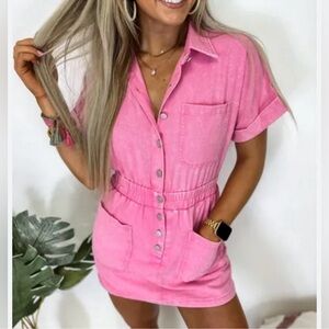 NWT White Birch Pink Button-Down Mini Dress size small